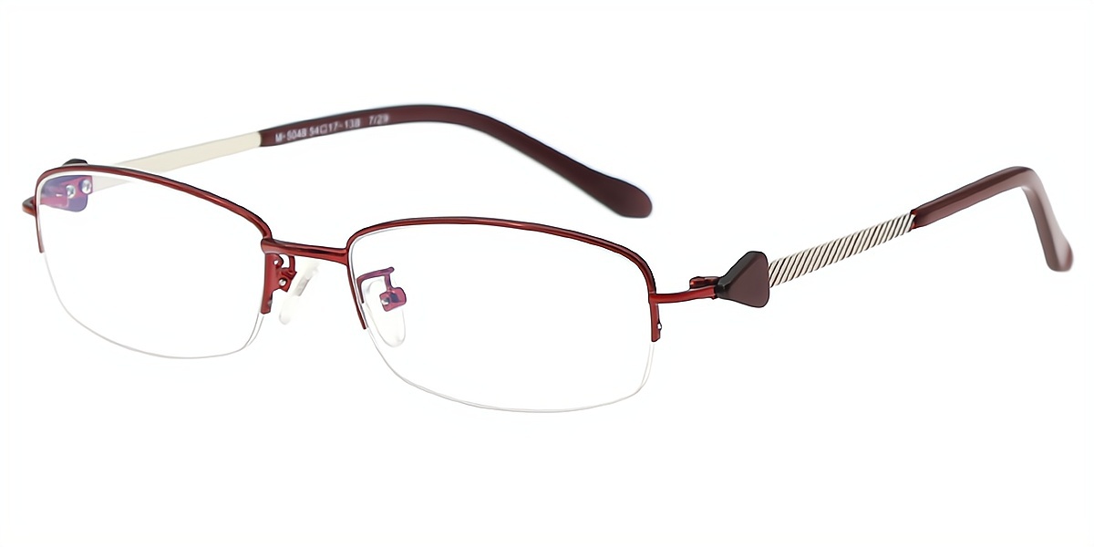 Red Rectangle Elaborate Metal Eyeglasses