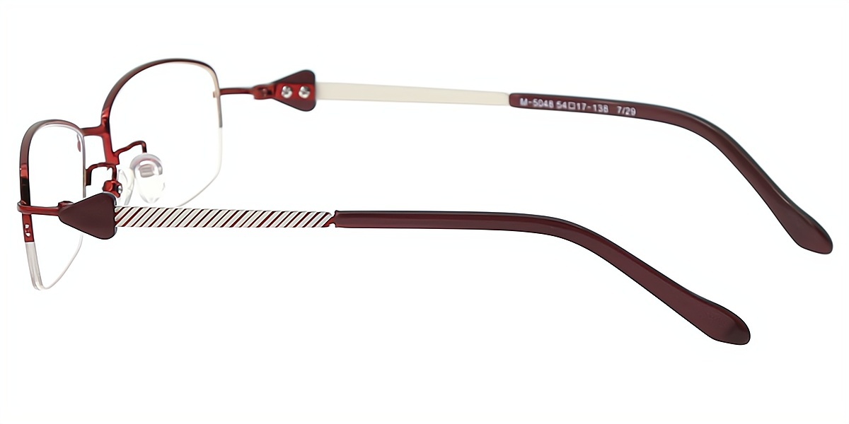 Red Rectangle Elaborate Metal Eyeglasses