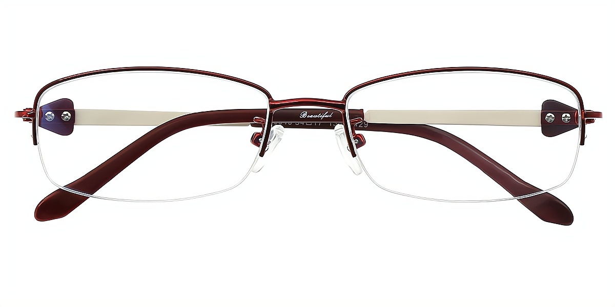 Red Rectangle Elaborate Metal Eyeglasses