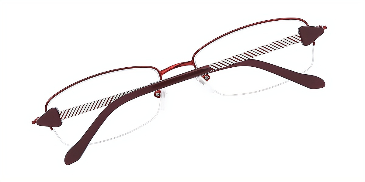 Red Rectangle Elaborate Metal Eyeglasses