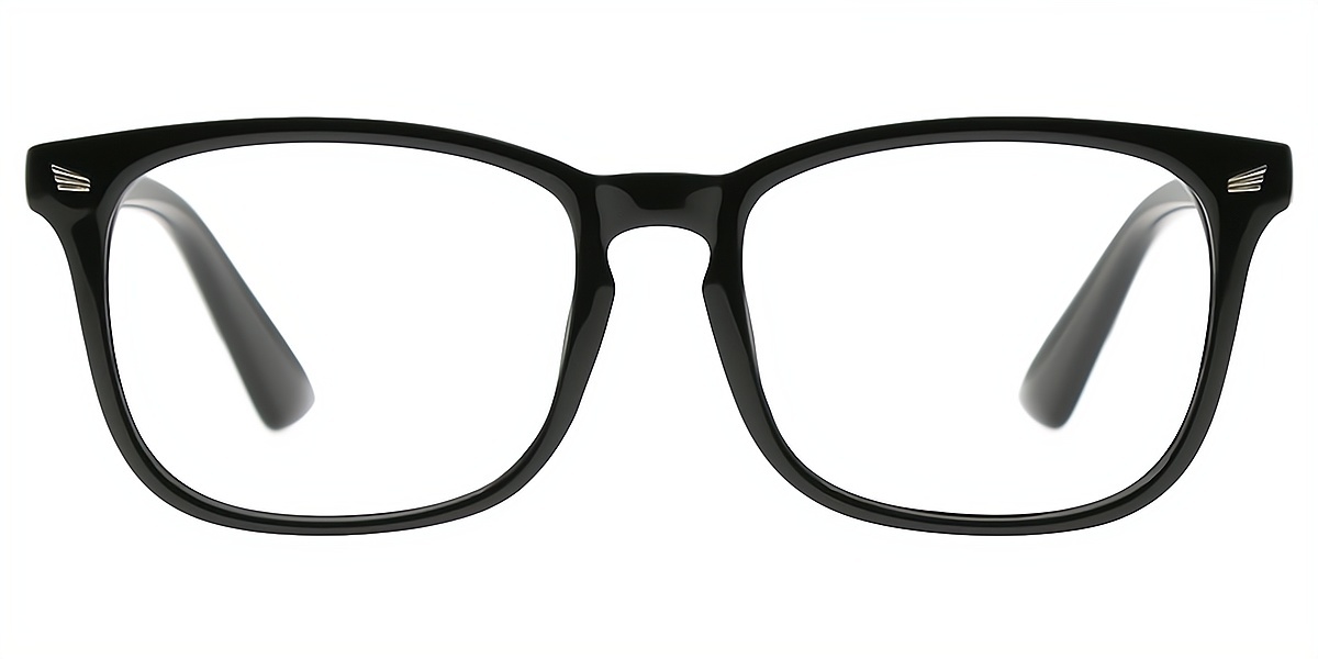 Black Rectangle Retro Plastic Eyeglasses