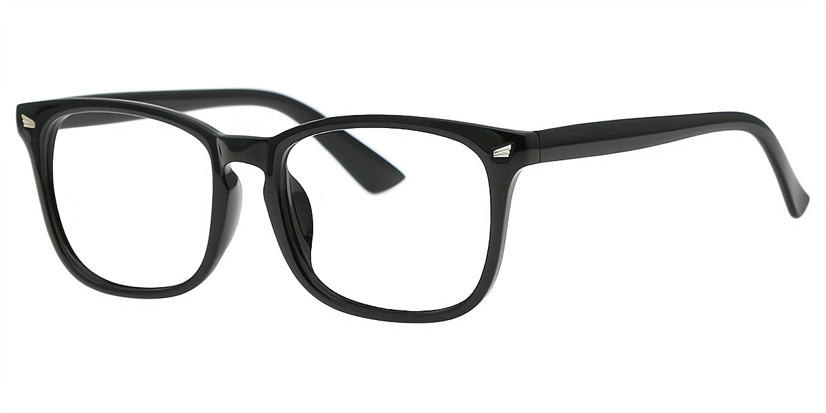 Black Rectangle Retro Plastic Eyeglasses