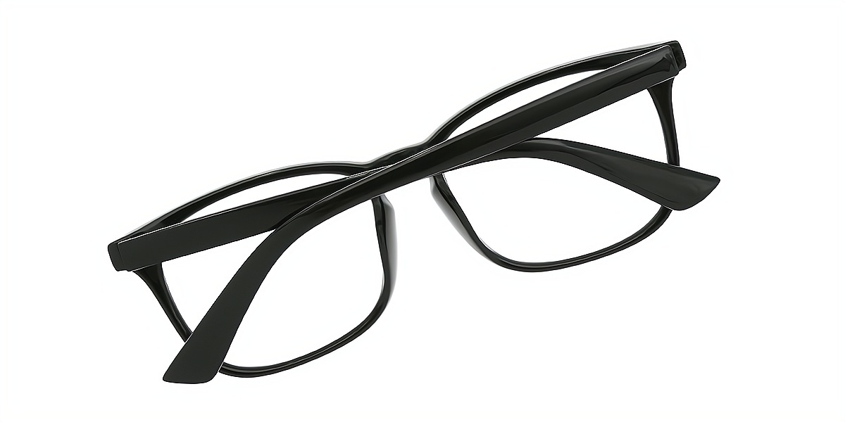 Black Rectangle Retro Plastic Eyeglasses