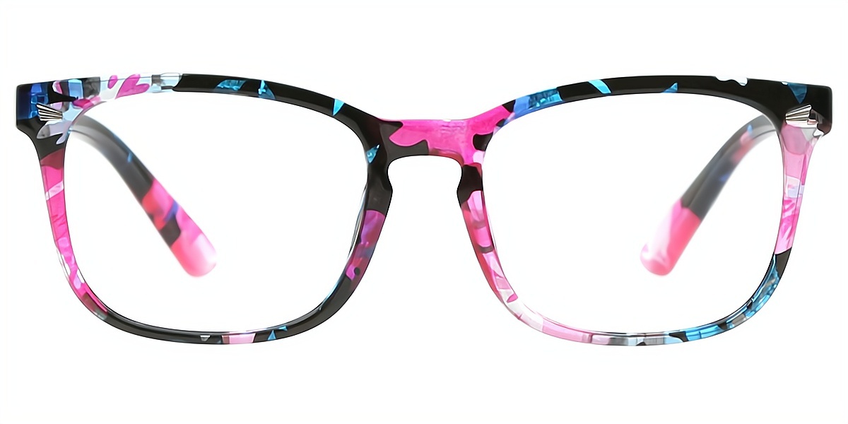 Floral Rectangle Retro Plastic Eyeglasses