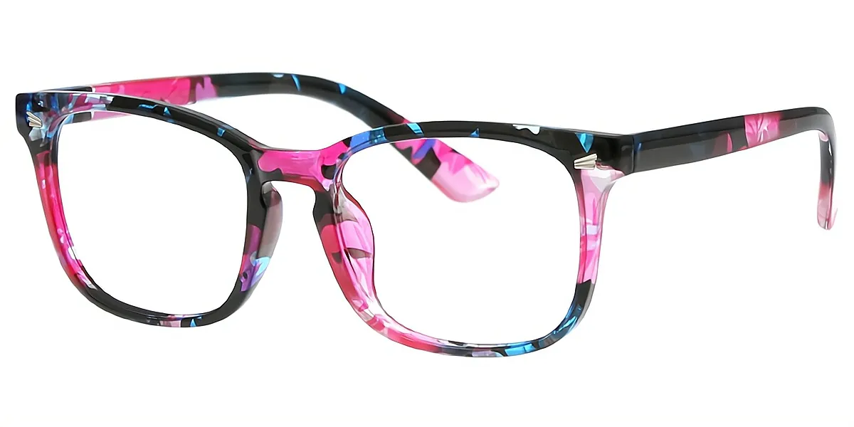 Floral Square Retro Plastic Eyeglasses
