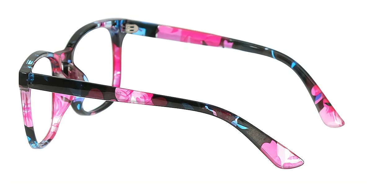 Floral Square Retro Plastic Eyeglasses