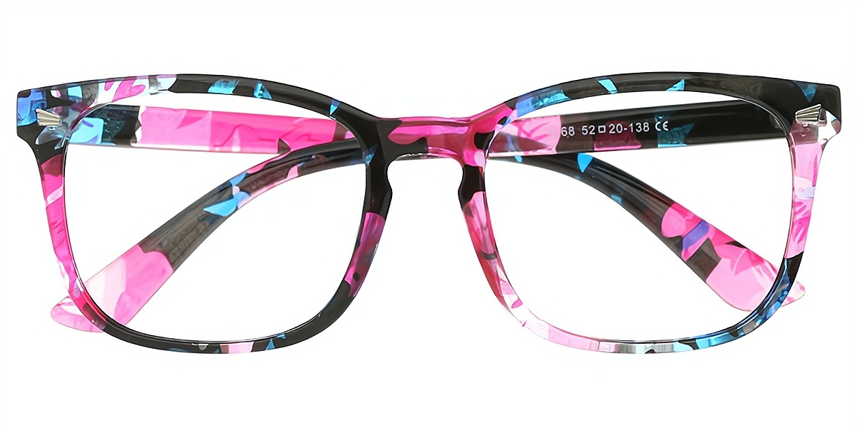 Floral Rectangle Retro Plastic Eyeglasses