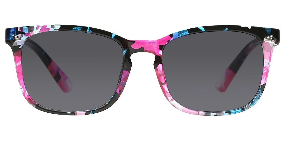 Floral Square Retro Plastic Eyeglasses