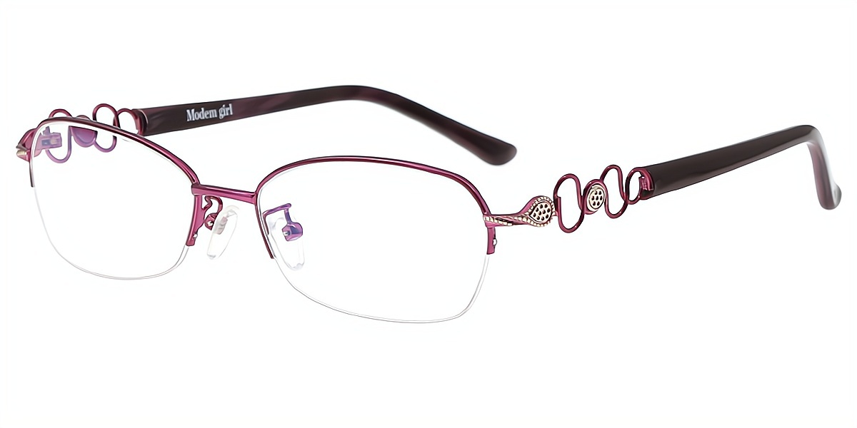 Purple Geometric Elaborate Metal Eyeglasses