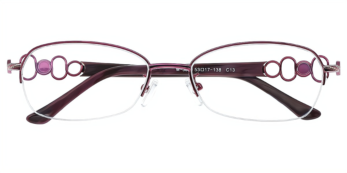 Purple Geometric Elaborate Metal Eyeglasses