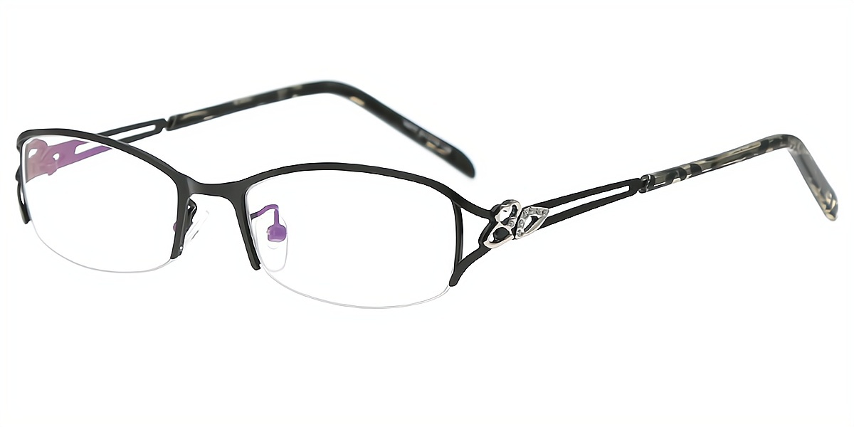 Black Rectangle Exquisite Metal Eyeglasses