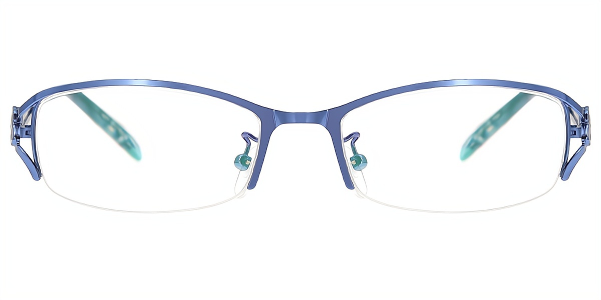 Blue Rectangle Exquisite Metal Eyeglasses