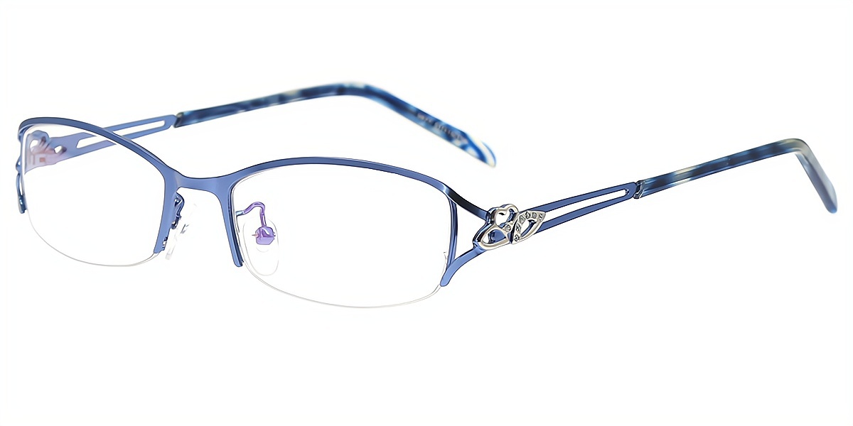 Blue Rectangle Exquisite Metal Eyeglasses