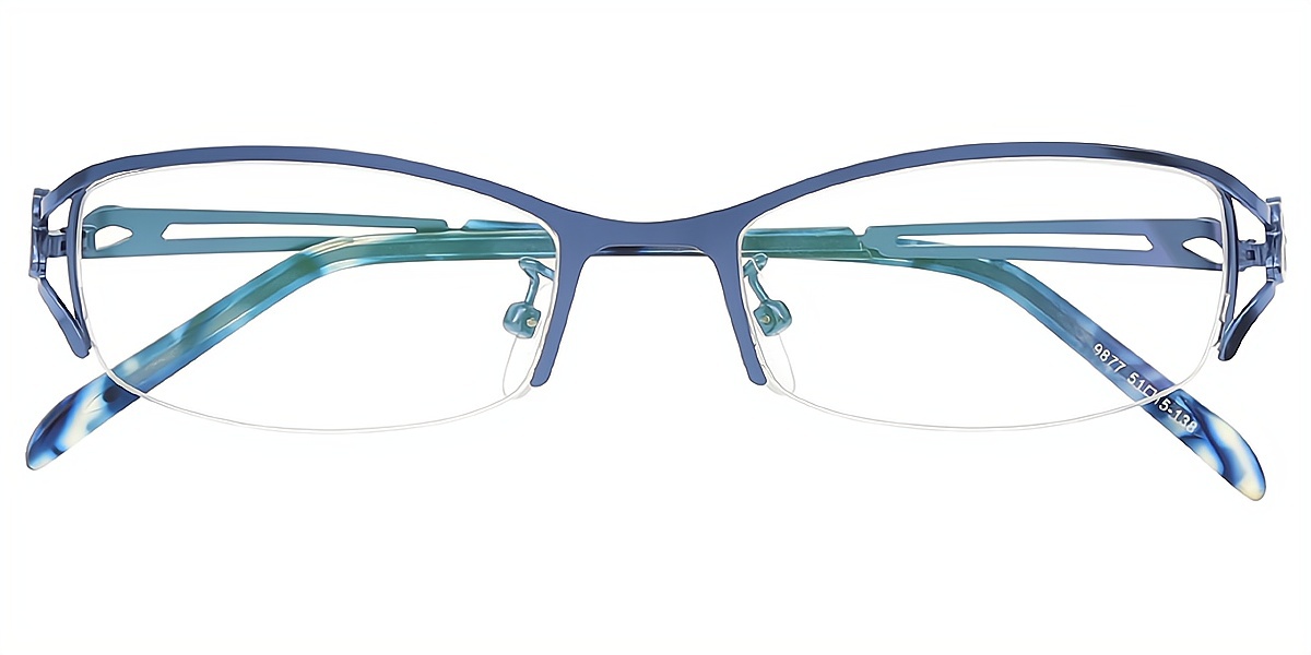 Blue Rectangle Exquisite Metal Eyeglasses