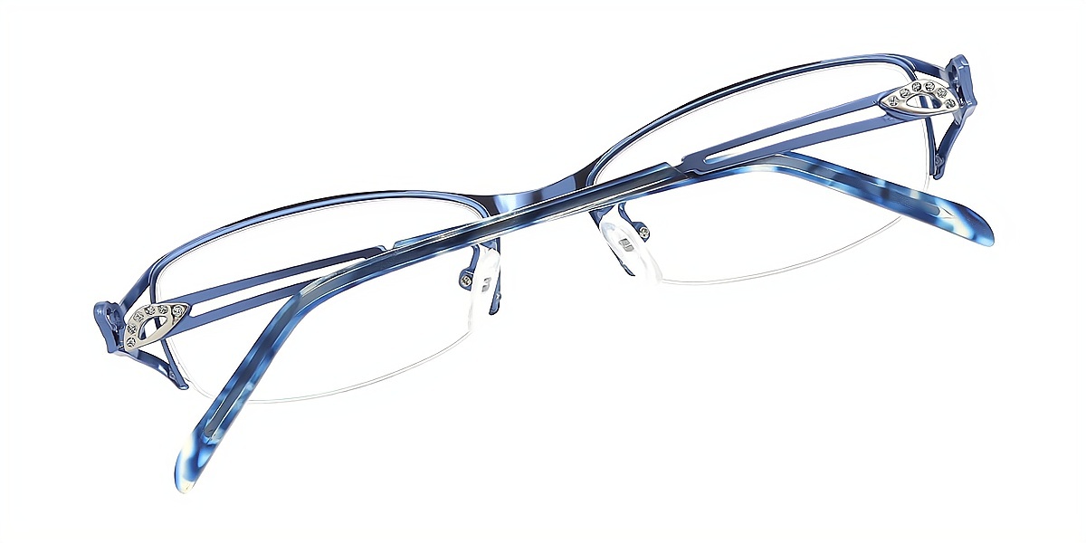 Blue Rectangle Exquisite Metal Eyeglasses