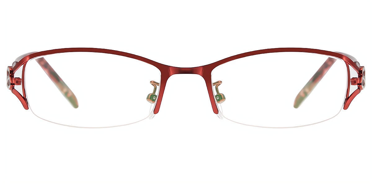 Red Oval Exquisite Metal Eyeglasses