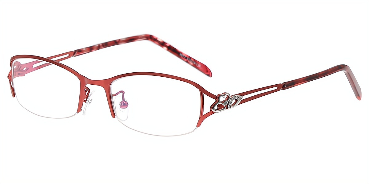 Red Oval Exquisite Metal Eyeglasses