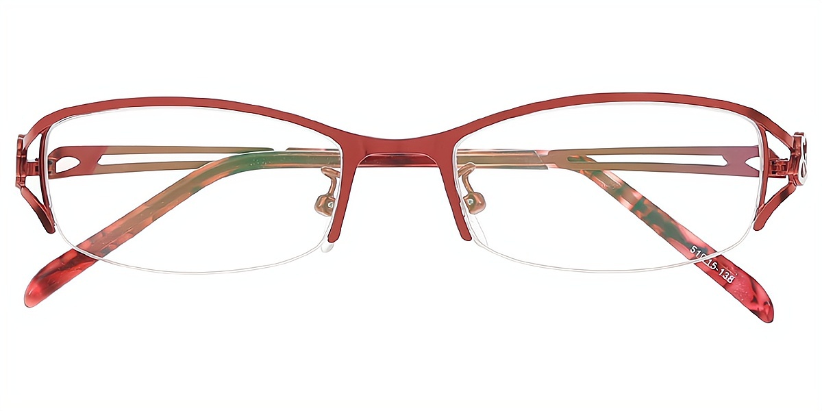 Red Oval Exquisite Metal Eyeglasses