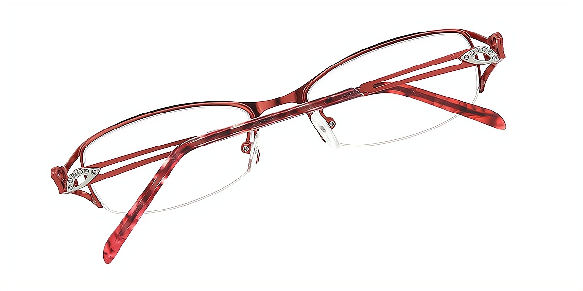 Red Oval Exquisite Metal Eyeglasses