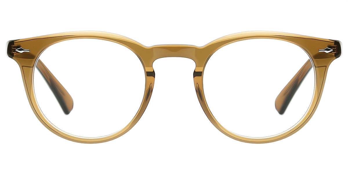 Brown Oval Elaborate Acetate Eyeglasses