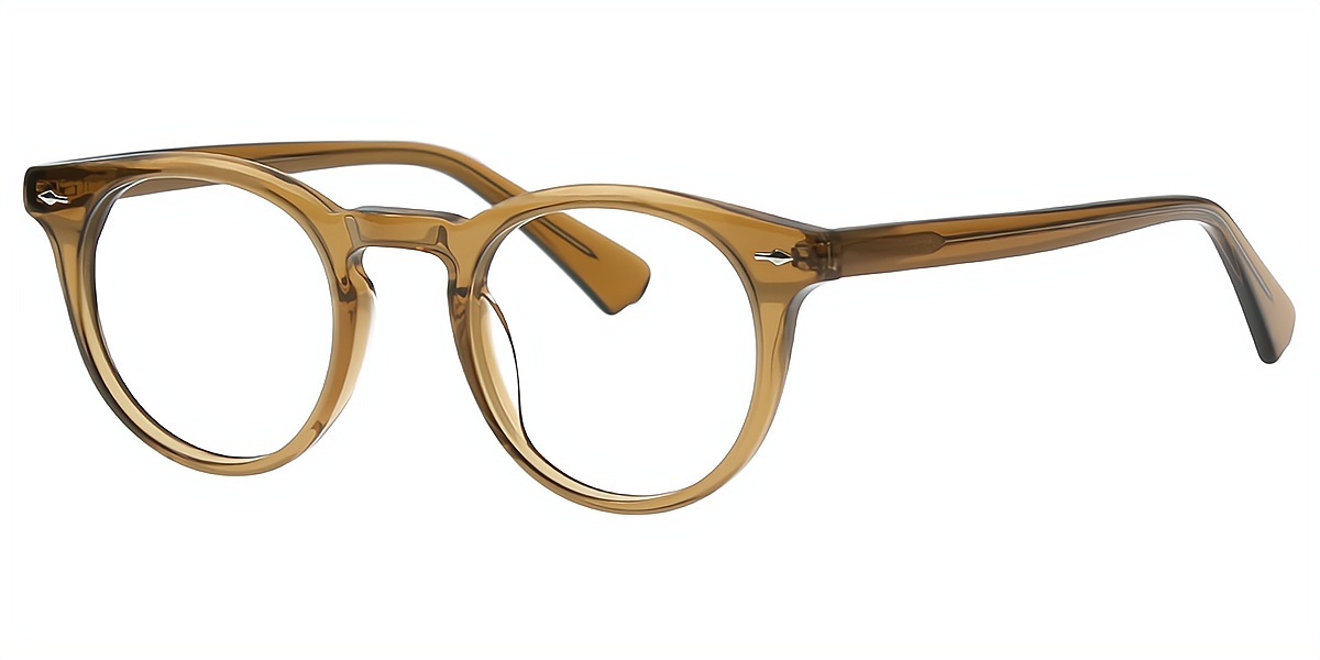 Brown Oval Elaborate Acetate Eyeglasses