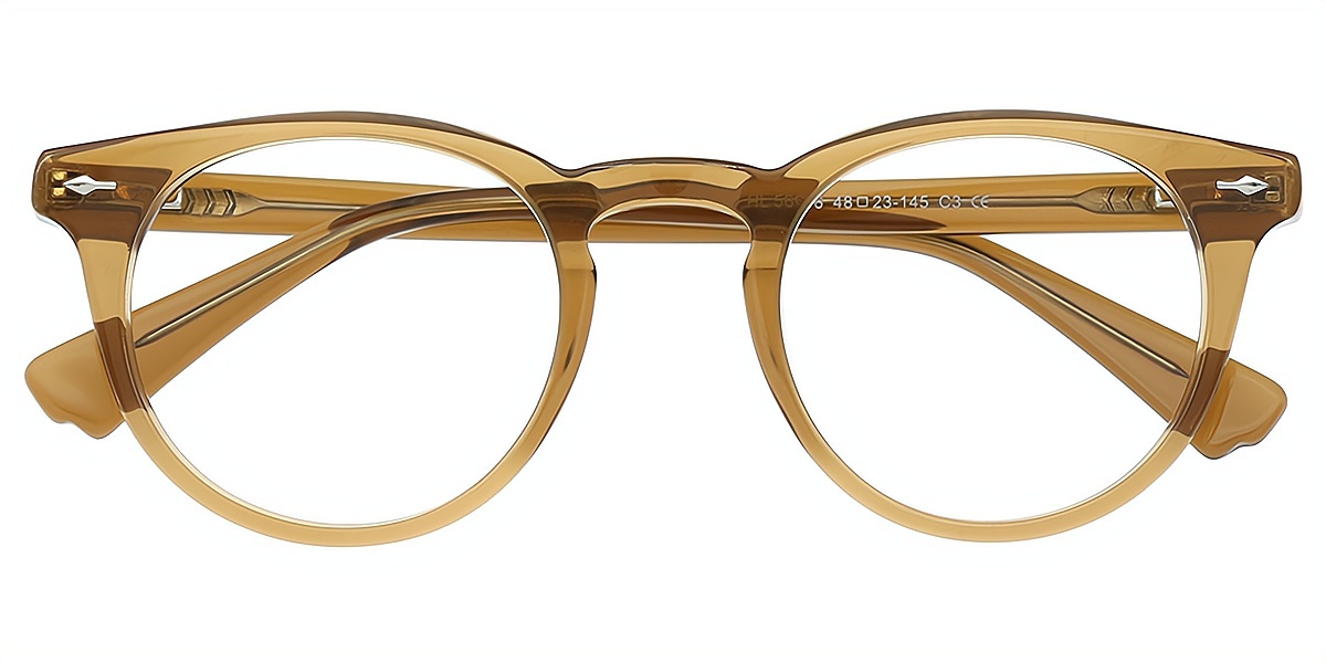 Brown Oval Elaborate Acetate Eyeglasses