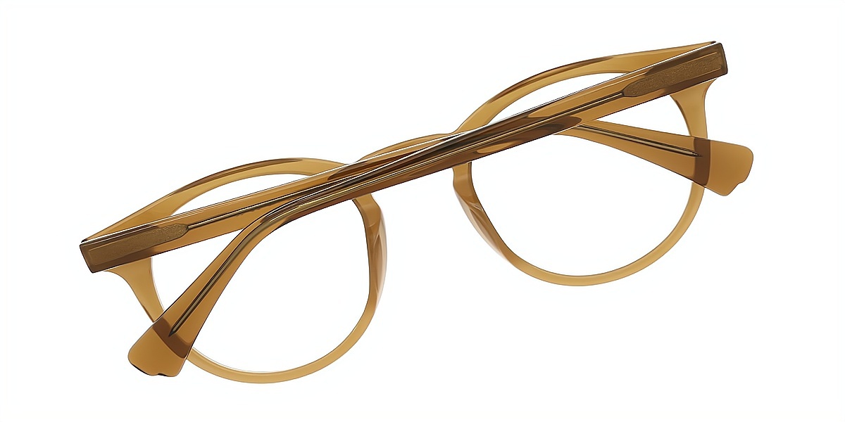 Brown Oval Elaborate Acetate Eyeglasses