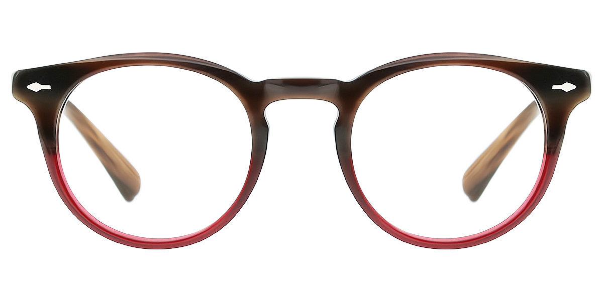 Brown Purple Oval Elaborate Acetate Eyeglasses