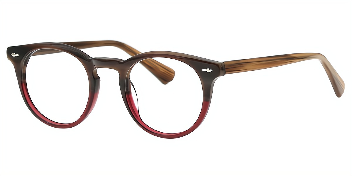 Brown Purple Oval Elaborate Acetate Eyeglasses