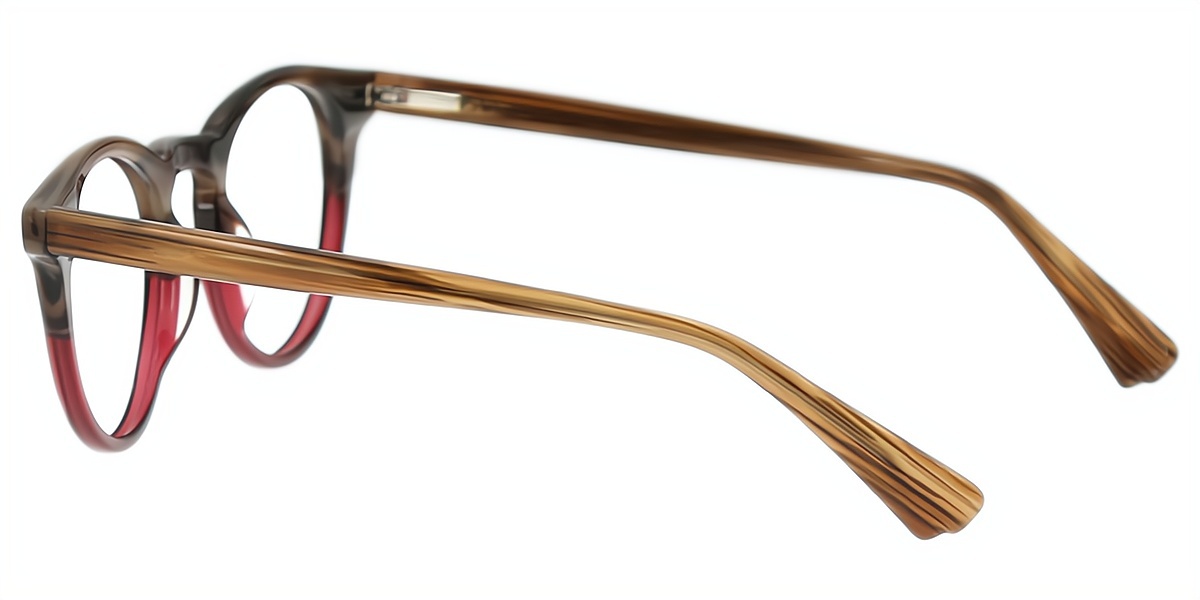 Brown Purple Oval Elaborate Acetate Eyeglasses