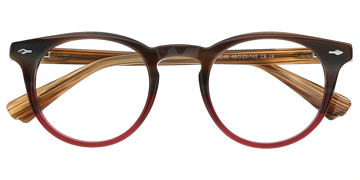 Brown Purple Oval Elaborate Acetate Eyeglasses