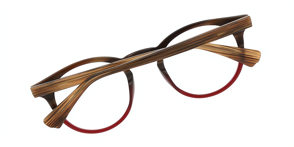 Brown Purple Oval Elaborate Acetate Eyeglasses