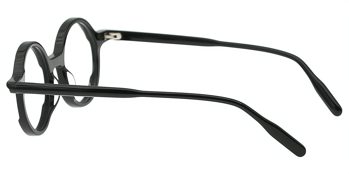 Black Round Retro Horn Acetate Eyeglasses