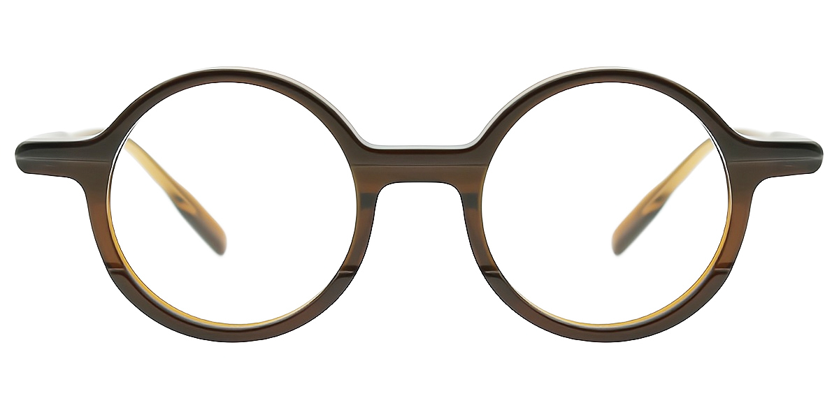 Dark Brown Round Retro Horn Acetate Eyeglasses
