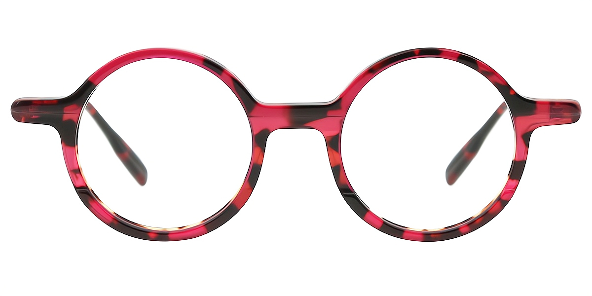 Purple Tortoise Round Retro Horn Acetate Eyeglasses