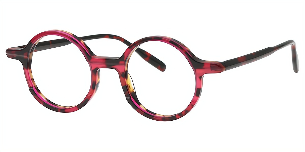 Purple Tortoise Round Retro Horn Acetate Eyeglasses