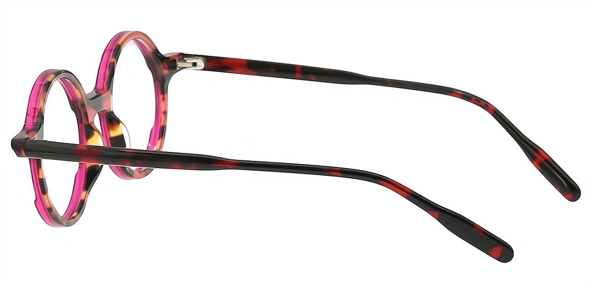 Purple Tortoise Round Retro Horn Acetate Eyeglasses