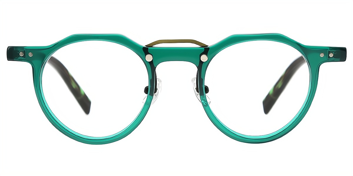 Green Round Chic Keyhole Bridge Acetate Eyeglasses