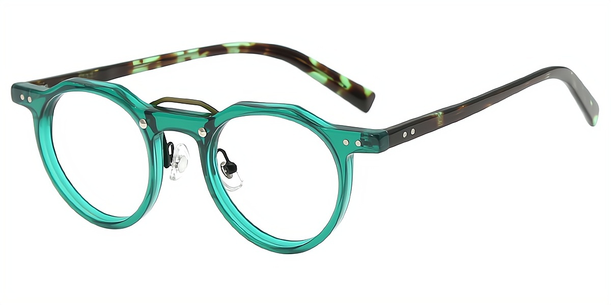 Green Round Chic Keyhole Bridge Acetate Eyeglasses