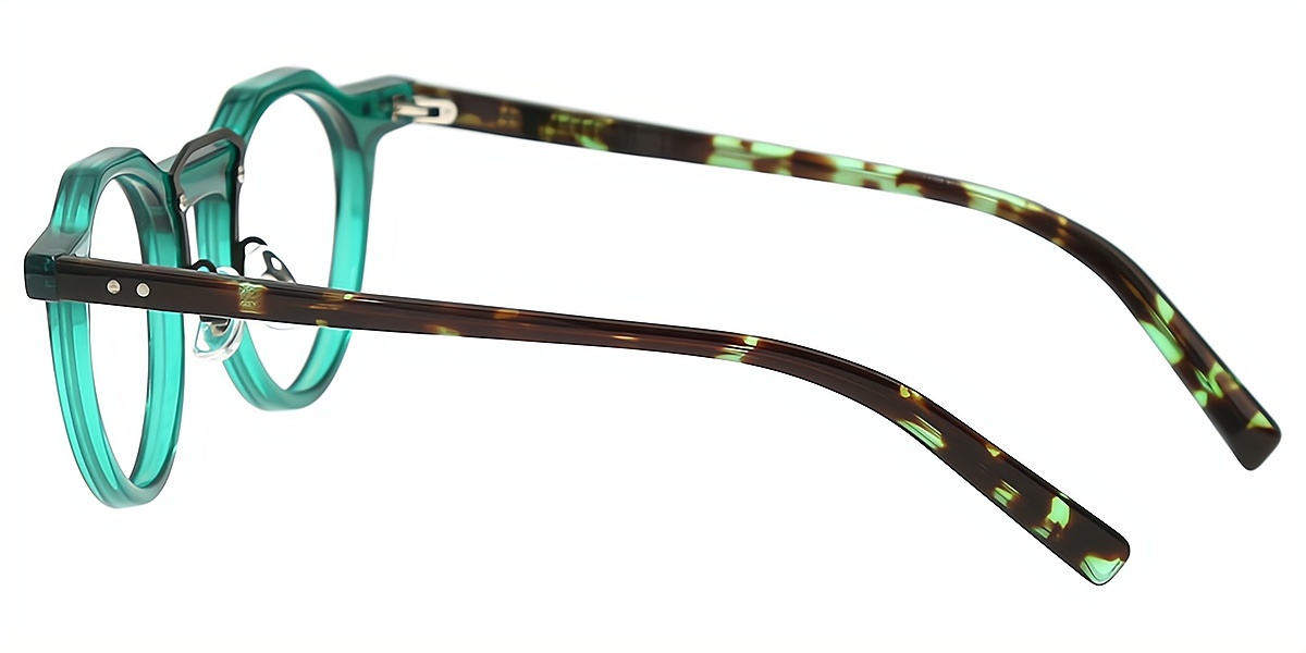 Green Round Chic Keyhole Bridge Acetate Eyeglasses