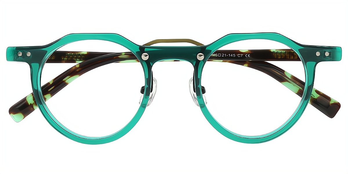 Green Round Chic Keyhole Bridge Acetate Eyeglasses