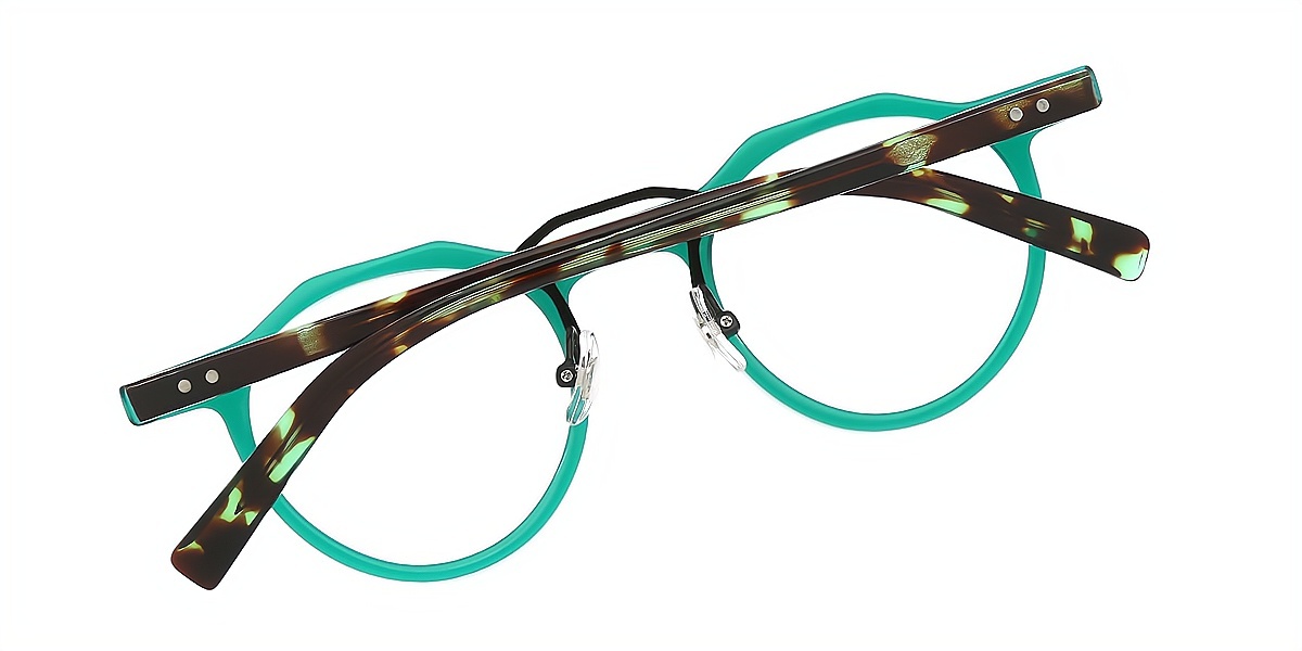 Green Round Chic Keyhole Bridge Acetate Eyeglasses