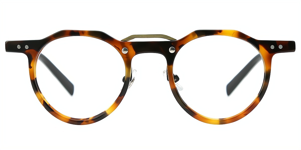 Tortoise Round Chic Keyhole Bridge Acetate Eyeglasses