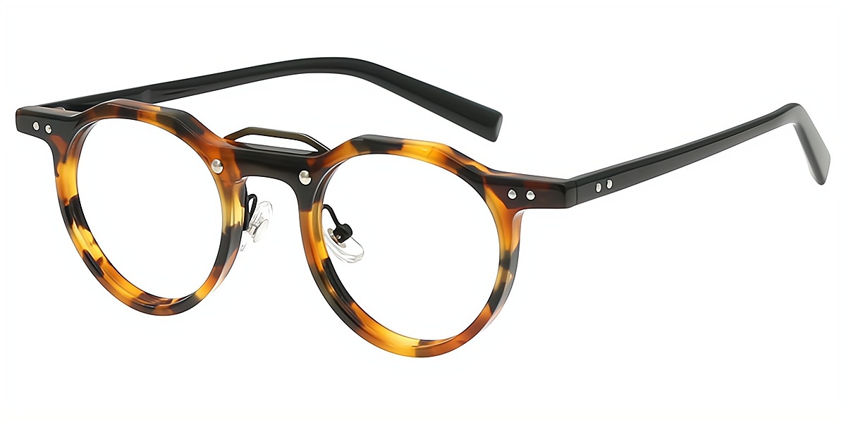 Tortoise Round Chic Keyhole Bridge Acetate Eyeglasses