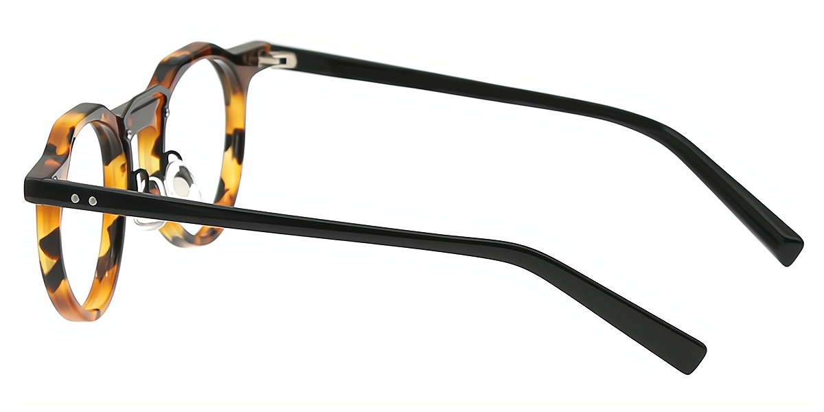 Tortoise Round Chic Keyhole Bridge Acetate Eyeglasses