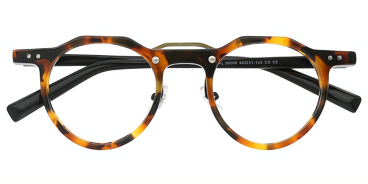 Tortoise Round Chic Keyhole Bridge Acetate Eyeglasses