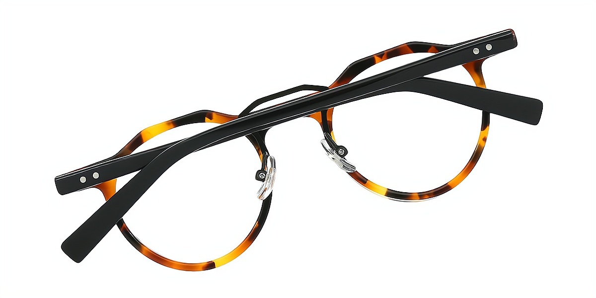 Tortoise Round Chic Keyhole Bridge Acetate Eyeglasses