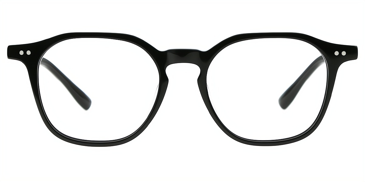 Black Geometric Chic Keyhole Bridge Acetate Eyeglasses