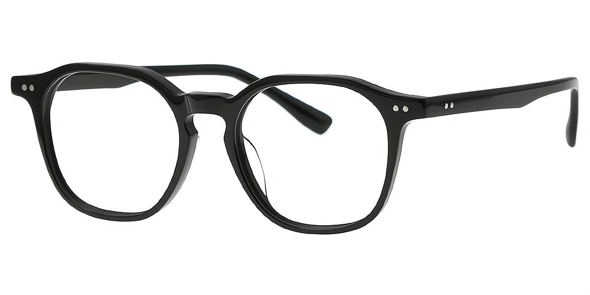 Black Geometric Chic Keyhole Bridge Acetate Eyeglasses