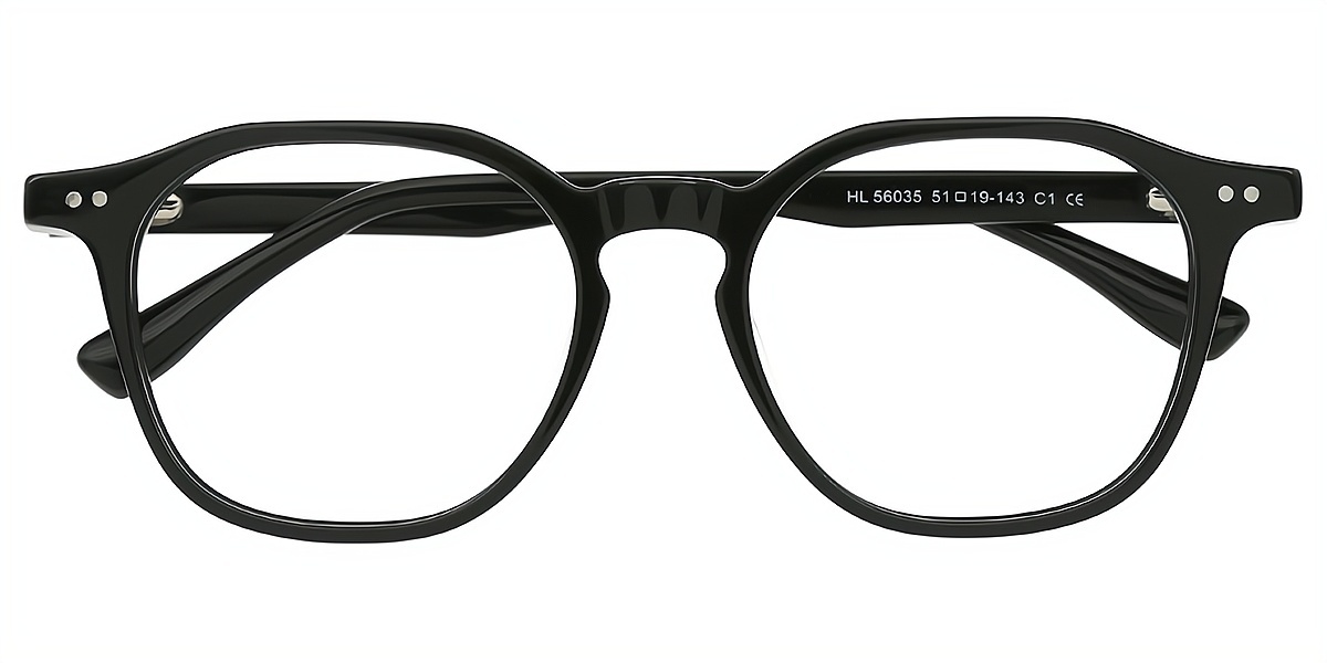 Black Geometric Chic Keyhole Bridge Acetate Eyeglasses